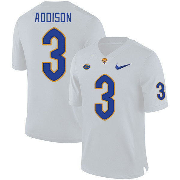 Pitt Panthers #3 Jordan Addison College Football Jerseys Stitched Sale-White